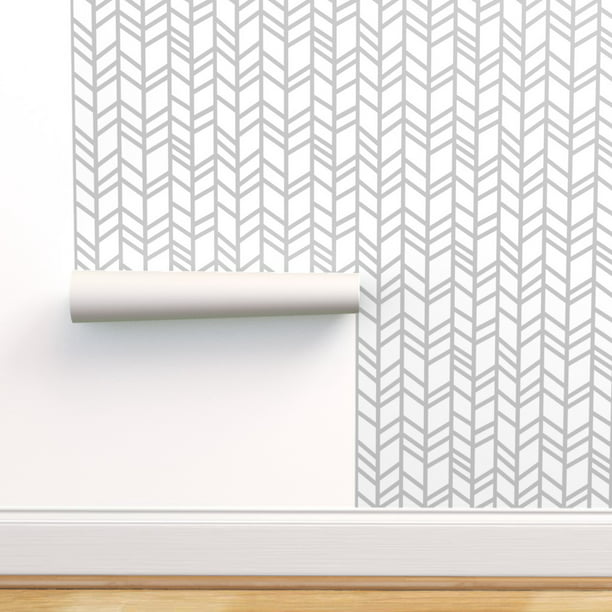 Peel-and-Stick Removable Wallpaper Chevron White Gold Herringbone 